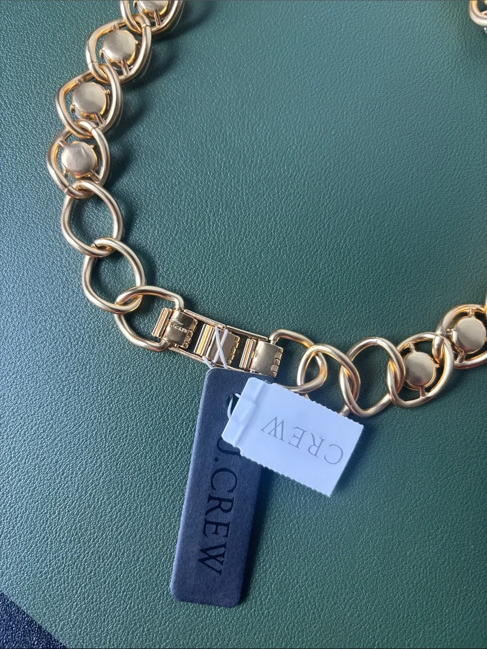 J. Crew Gold Link Necklace with Sparkle Crystals